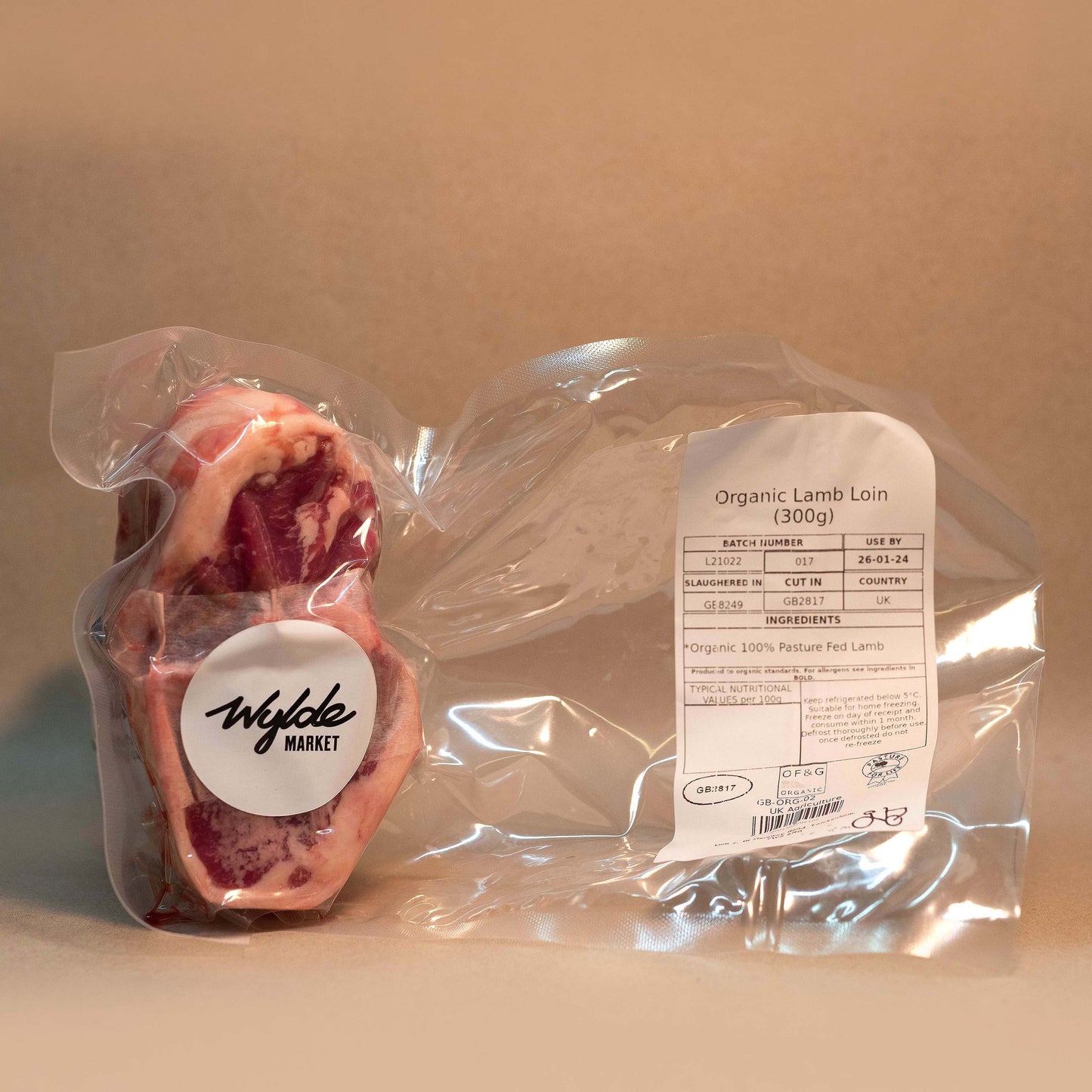 Pasture fed organic conversion lamb chop