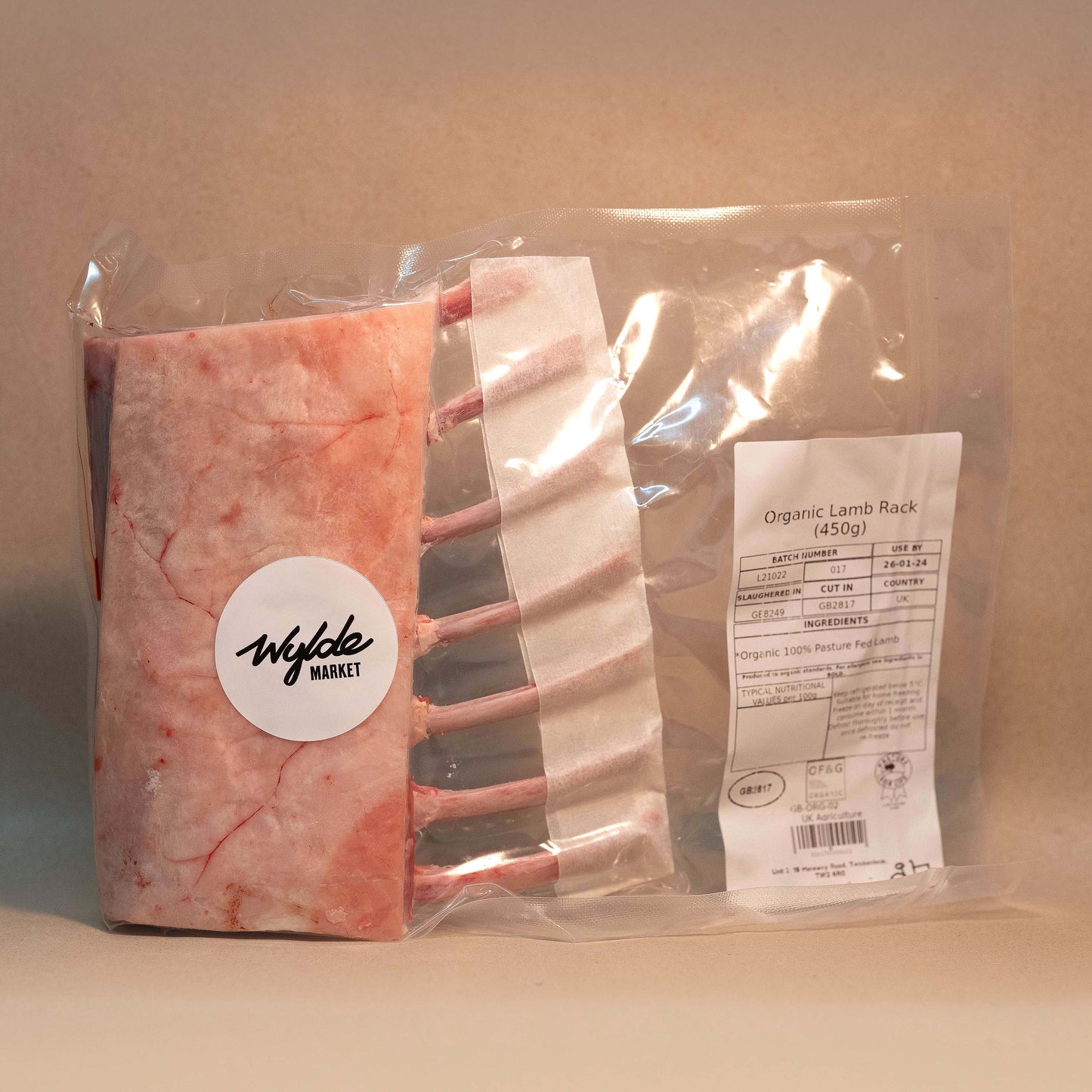 Pasture fed organic rack of hogget