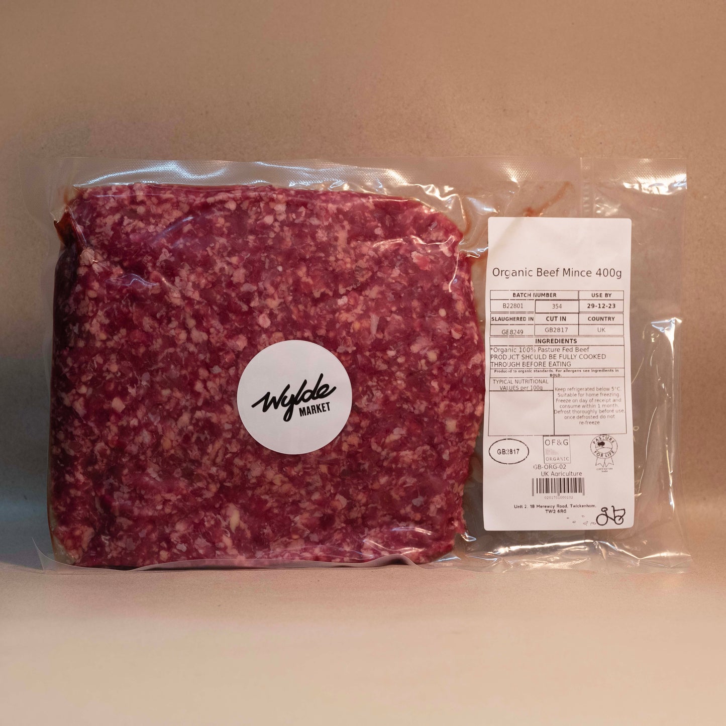 Pasture fed organic beef mince