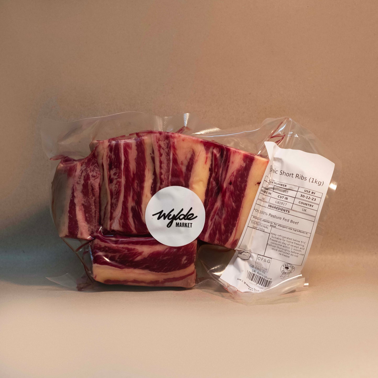 Pasture fed organic beef short ribs