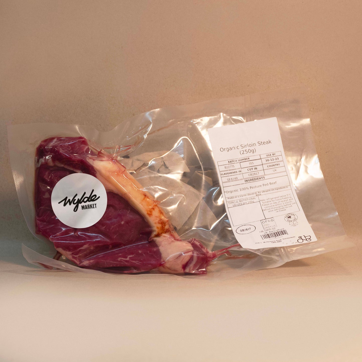 Pasture fed organic sirloin steak