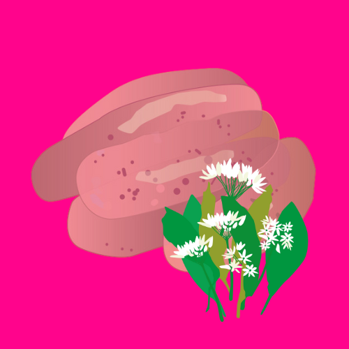 Organic pork sausages with wild garlic