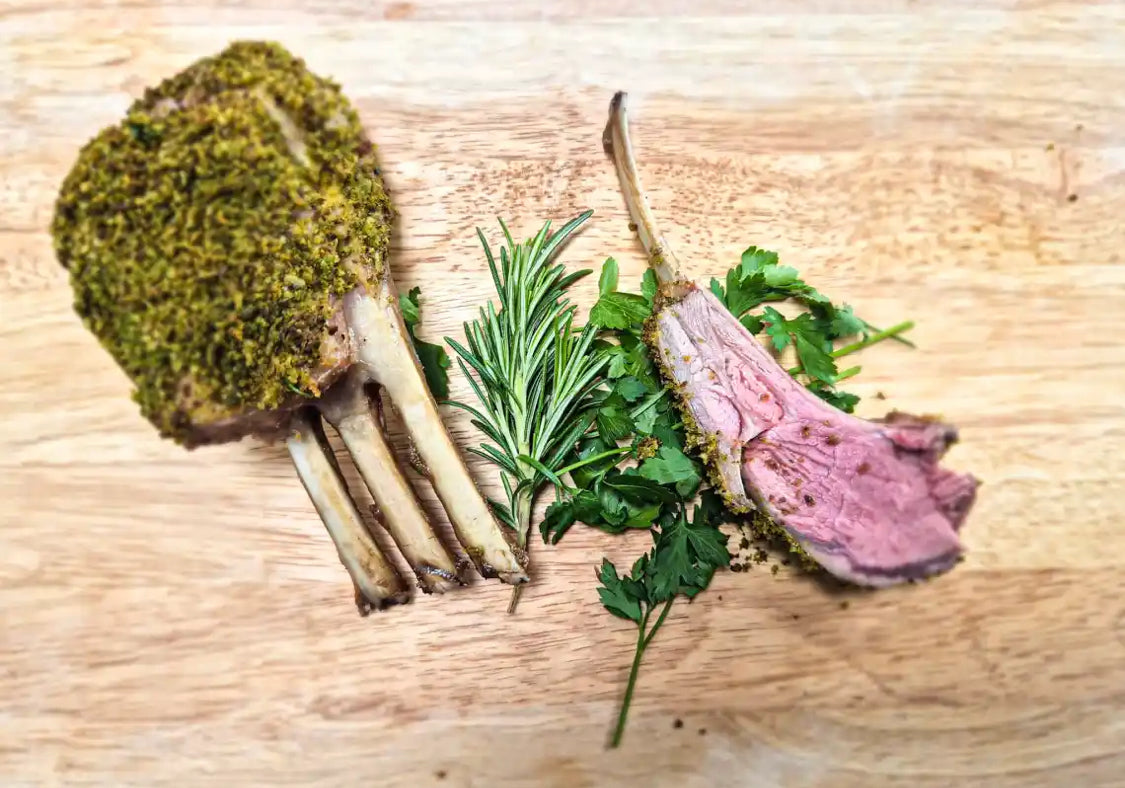 Herb crusted rack of lamb.