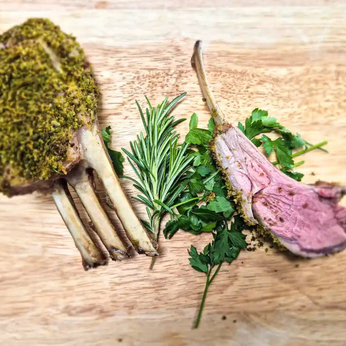 Herb crusted rack of lamb.