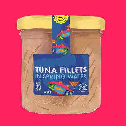 Rod and line caught wild tuna fillets in spring water