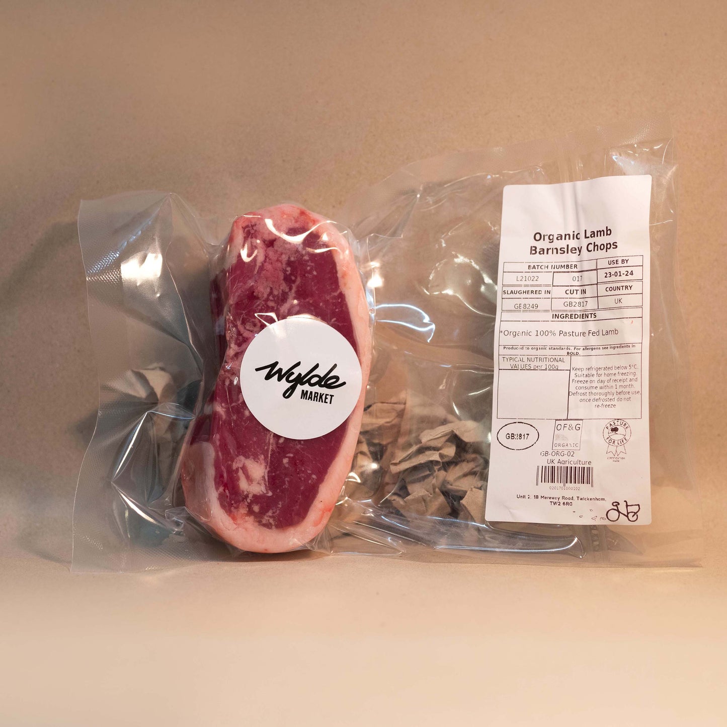 Pasture fed organic Barnsley lamb chop