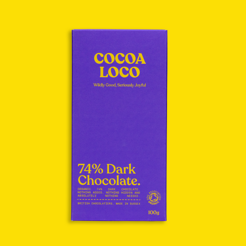 Organic 74% dark chocolate bar