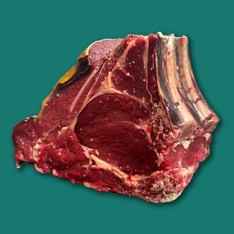 Pasture fed organic dry aged beef fore rib on the bone