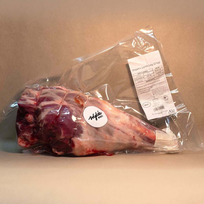 Pasture fed organic lamb leg