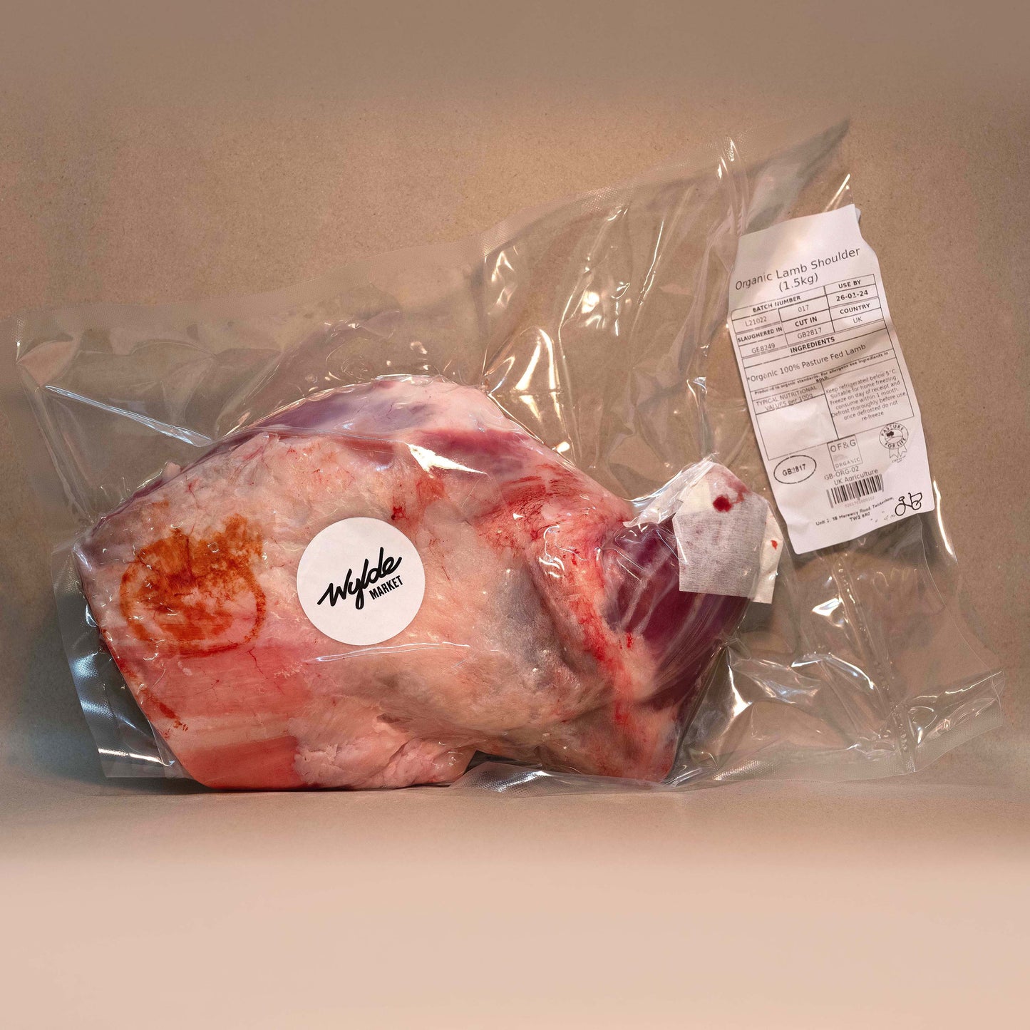 Pasture fed organic conversion lamb shoulder