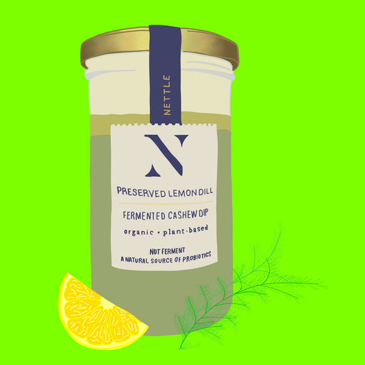 Organic fermented preserved lemon and dill cashew dip
