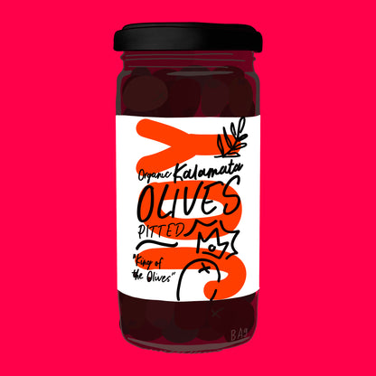 Organic Kalamata pitted olives, rich and juicy Greek olives