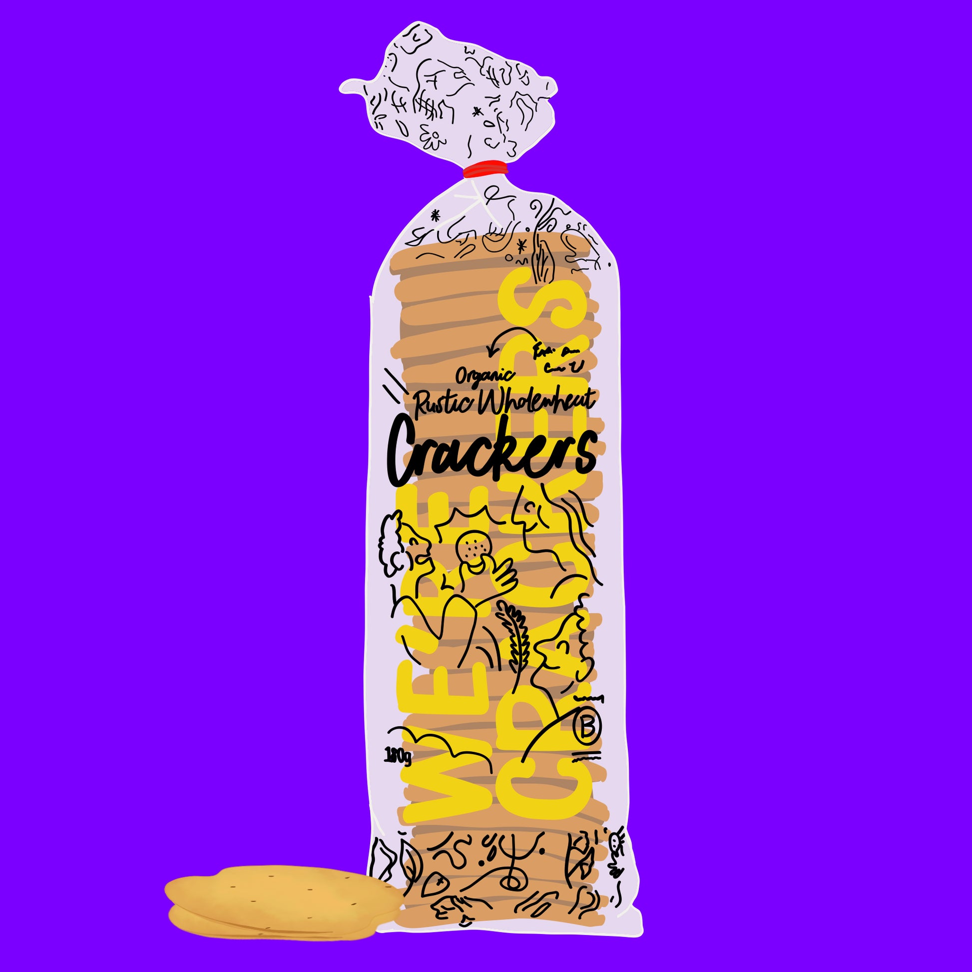 Illustration of organic baked crackers with extra virgin olive oil, golden and crisp.