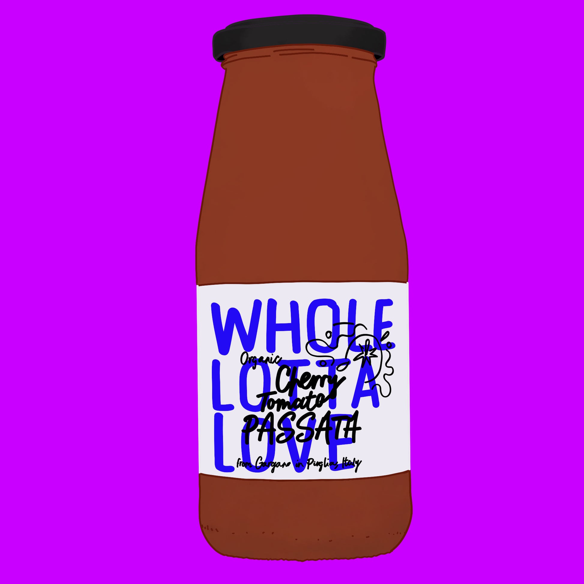 Organic cherry tomato passata, made from sweet, sun-ripened cherry tomatoes, blended into a smooth, vibrant sauce with a naturally rich flavour, perfect for pasta, pizza, and Mediterranean cooking.