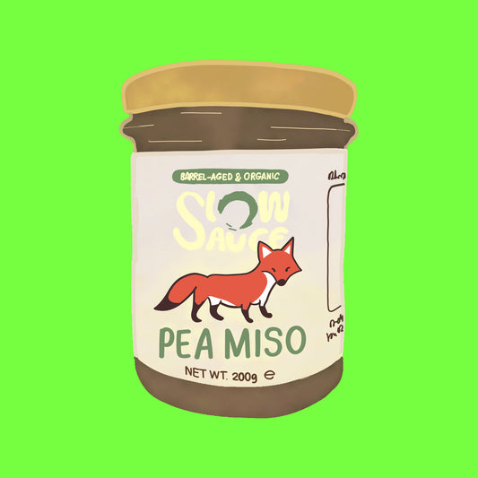 This is a jarred barrel aged organic pea miso from Jono