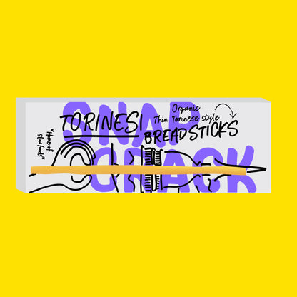 Illustration of organic torinesi breadsticks, long thin crisp sticks with a golden finish.
