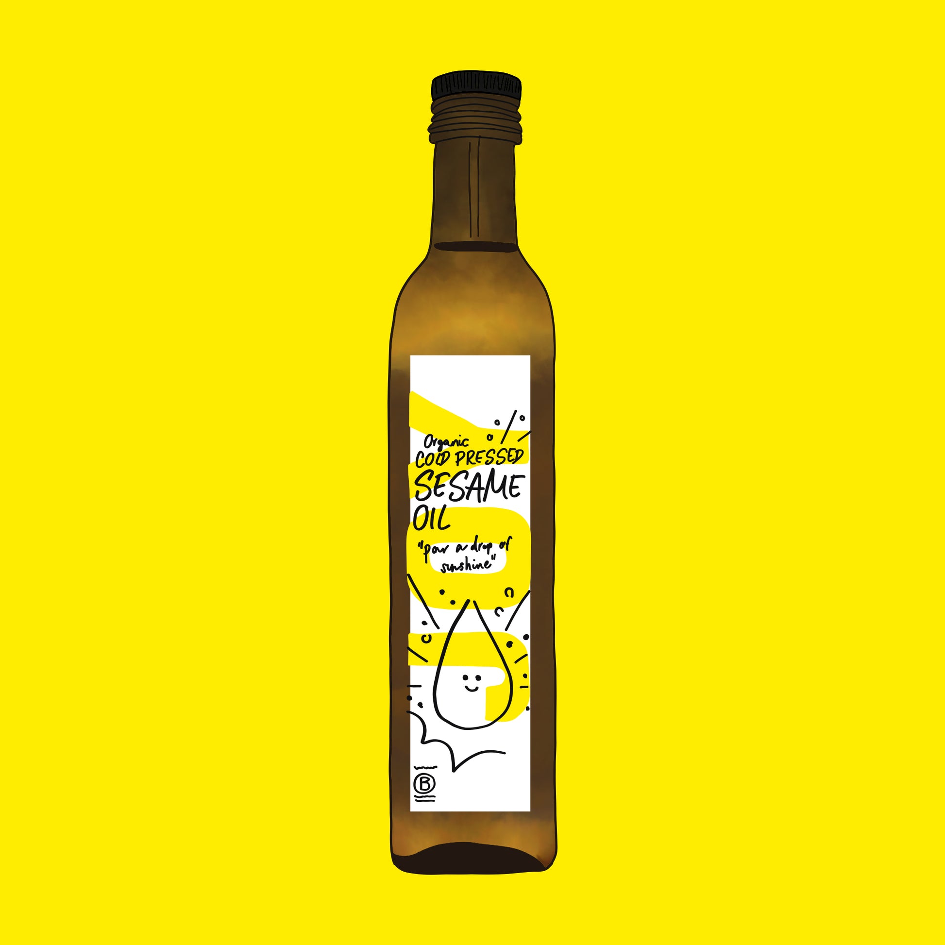 Organic virgin sesame oil, cold-pressed oil with rich nutty flavour