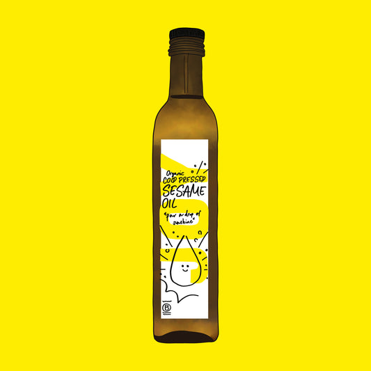 Organic virgin sesame oil, cold-pressed oil with rich nutty flavour