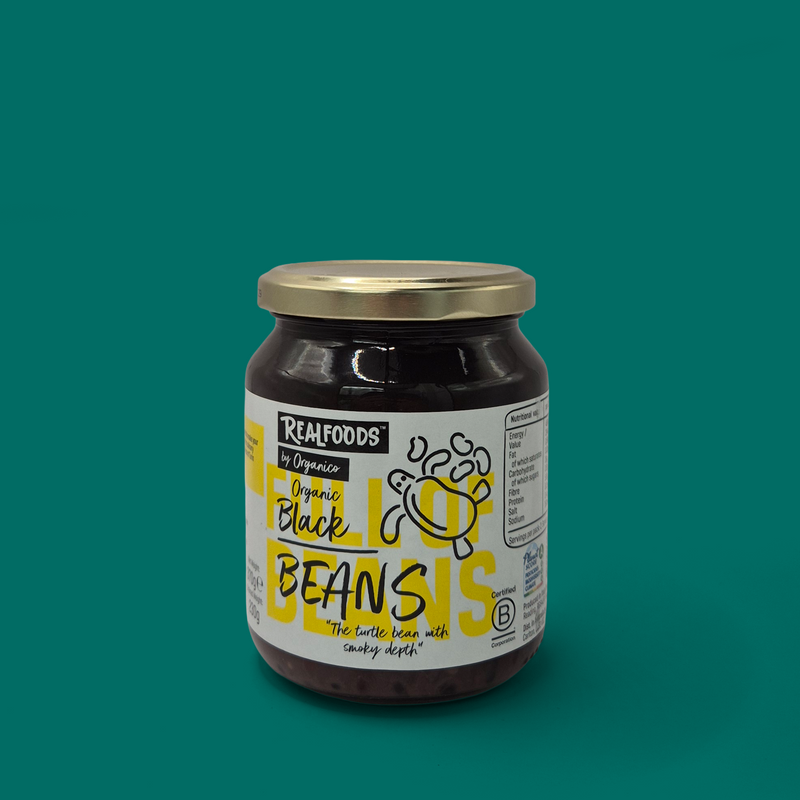 Organic black beans in water