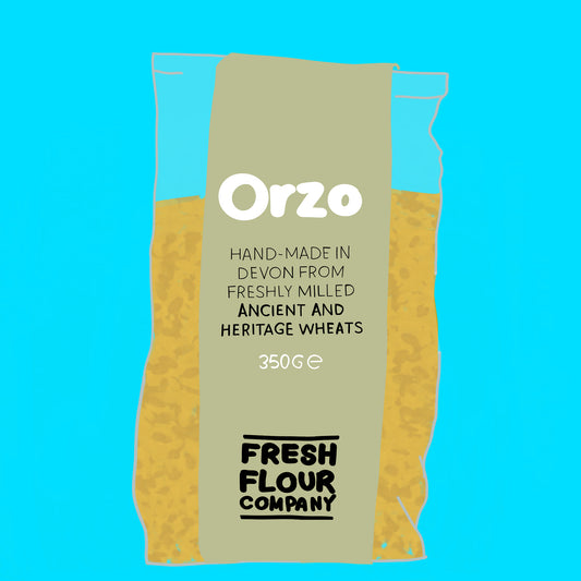 Organic orzo pasta made from freshly stoneground British wheat and pure water.