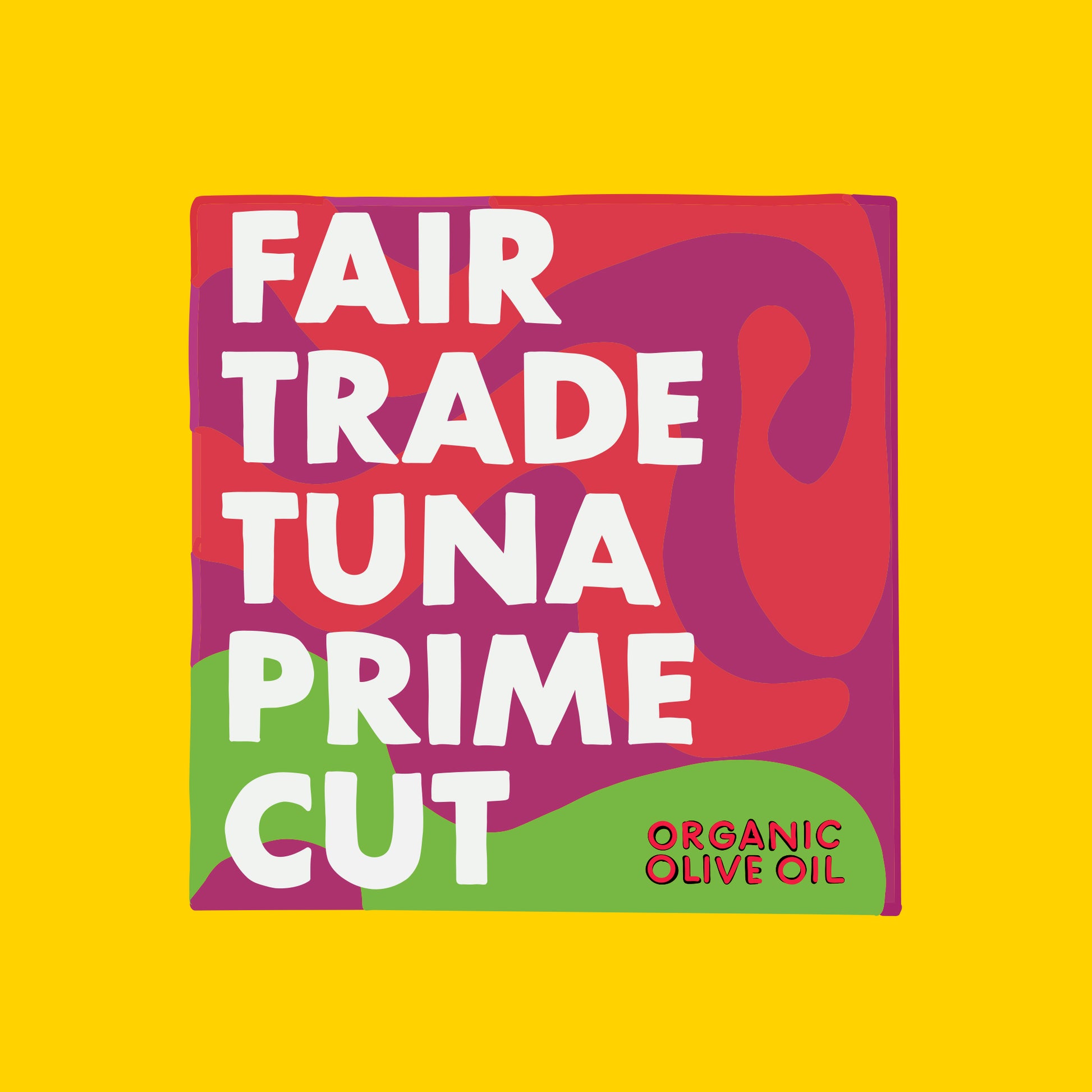 Illustration of prime cut tuna in organic olive oil, tender fillets in golden oil.