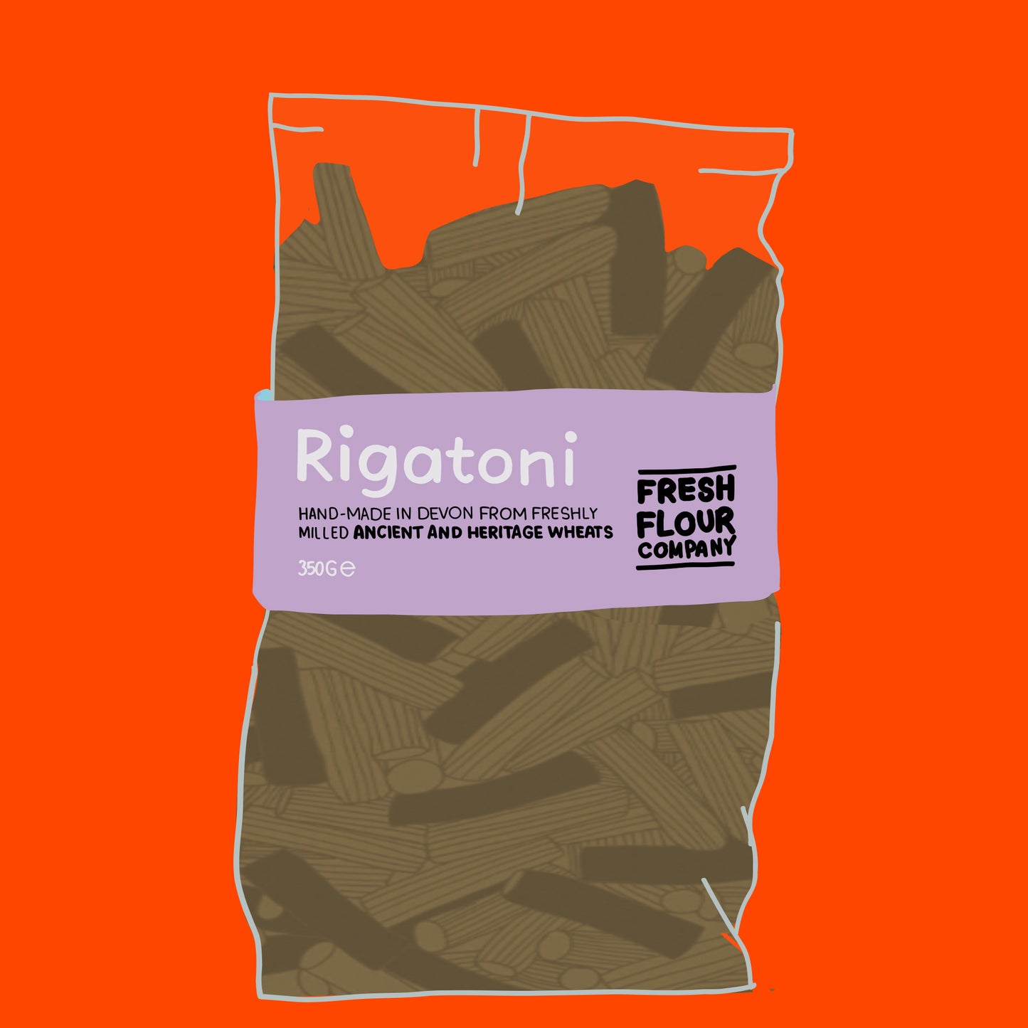 Ancient and heritage wheats rigatoni pasta