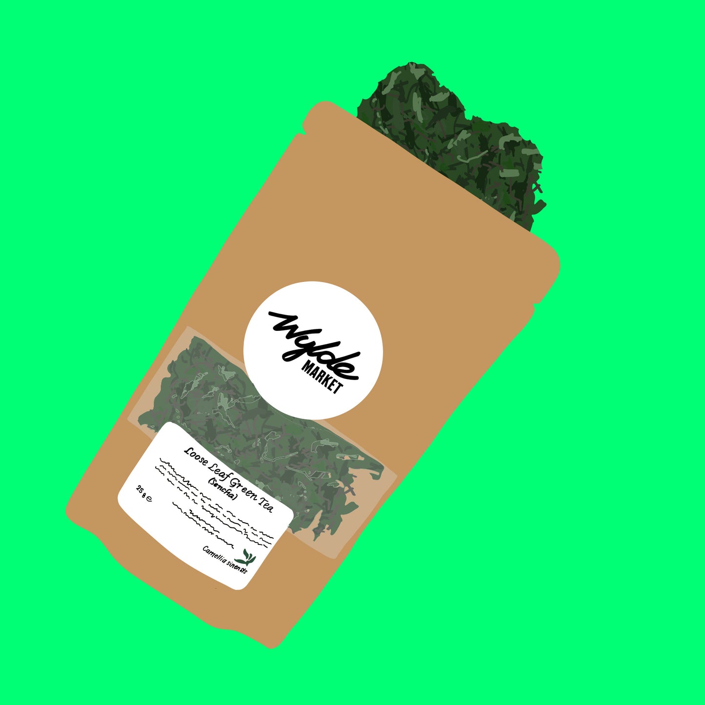 Loose leaf sencha green tea in kraft pouch packaging – Wylde Market.