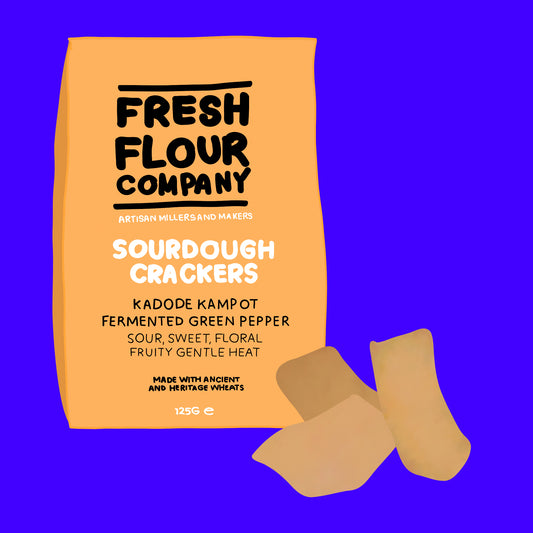 Sourdough crackers with kadode kampot fermented green pepper