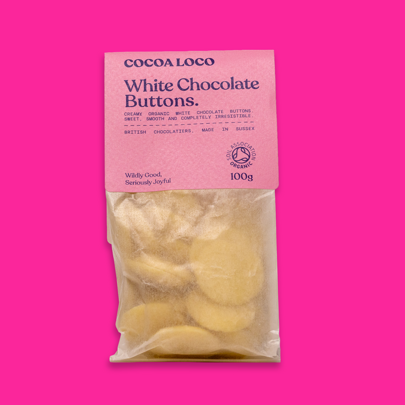 Organic white chocolate buttons