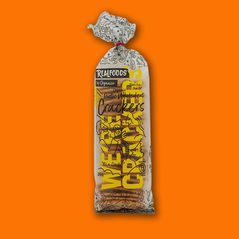 Organic baked wholewheat crackers