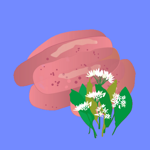 Organic pork sausages with wild garlic