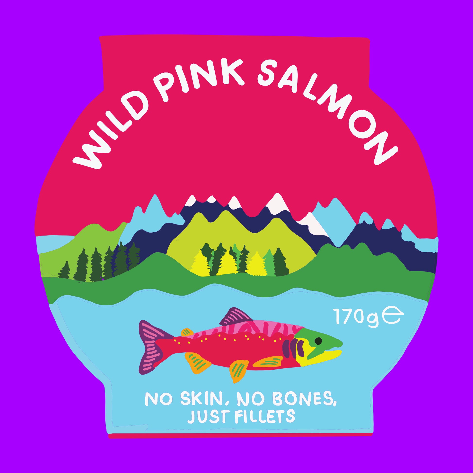 Illustration of wild Pacific pink salmon fillets, tender pink fillets with natural texture.