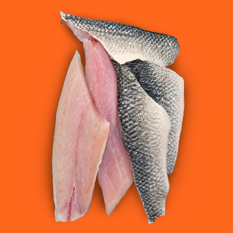Frozen wild bass pieces