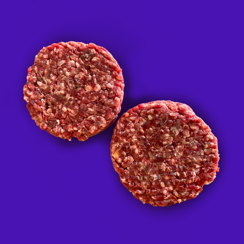 Pasture fed organic beef burgers