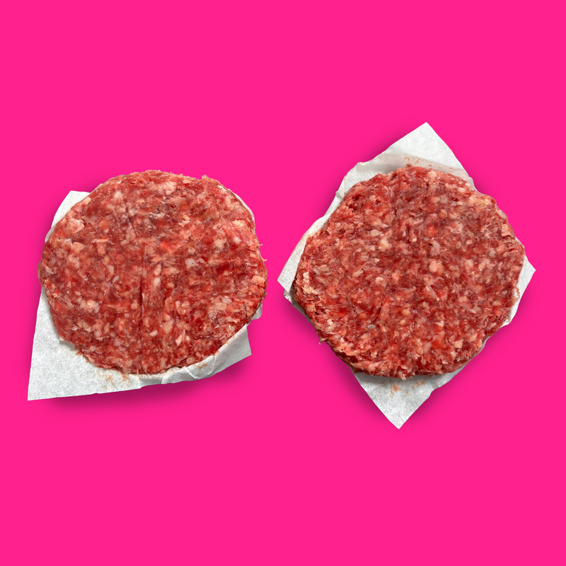 Pasture fed organic beef burgers