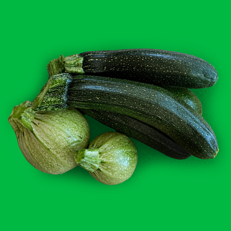 Mixed baby courgettes