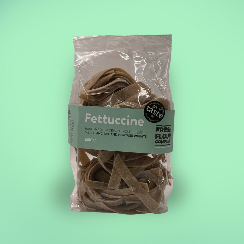 Ancient and heritage wheats fettuccine pasta