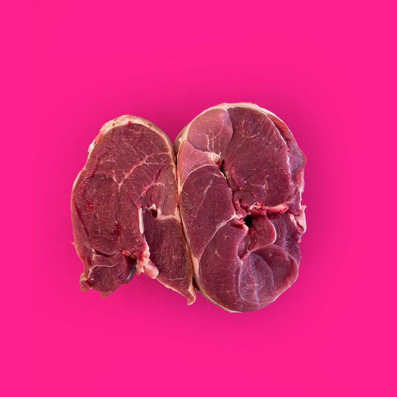 Pasture fed organic conversion lamb leg steaks
