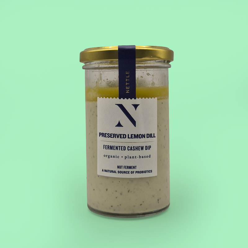 Organic fermented preserved lemon and dill cashew dip