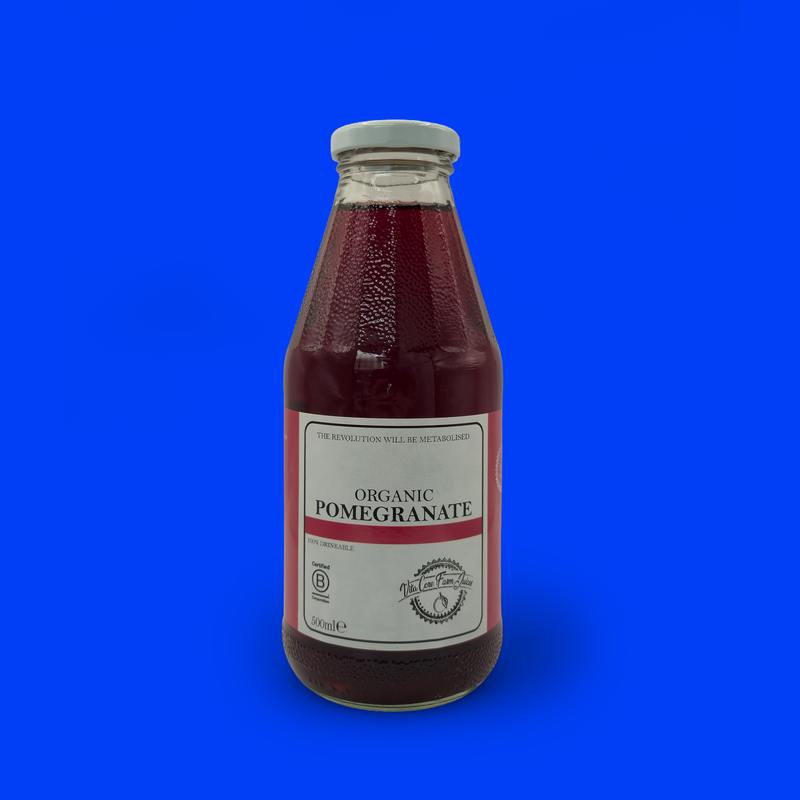 Organic pomegranate and apple juice