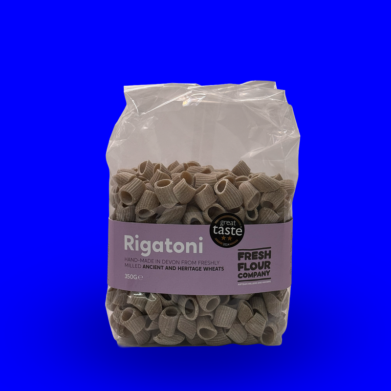 Ancient and heritage wheats rigatoni pasta