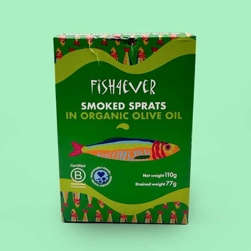 Smoked sprats in organic olive oil