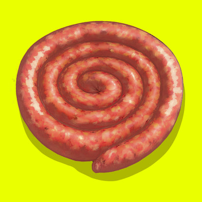 Pasture fed organic sucuk swirled sausage