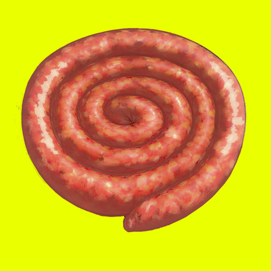 Pasture fed organic sucuk swirled sausage