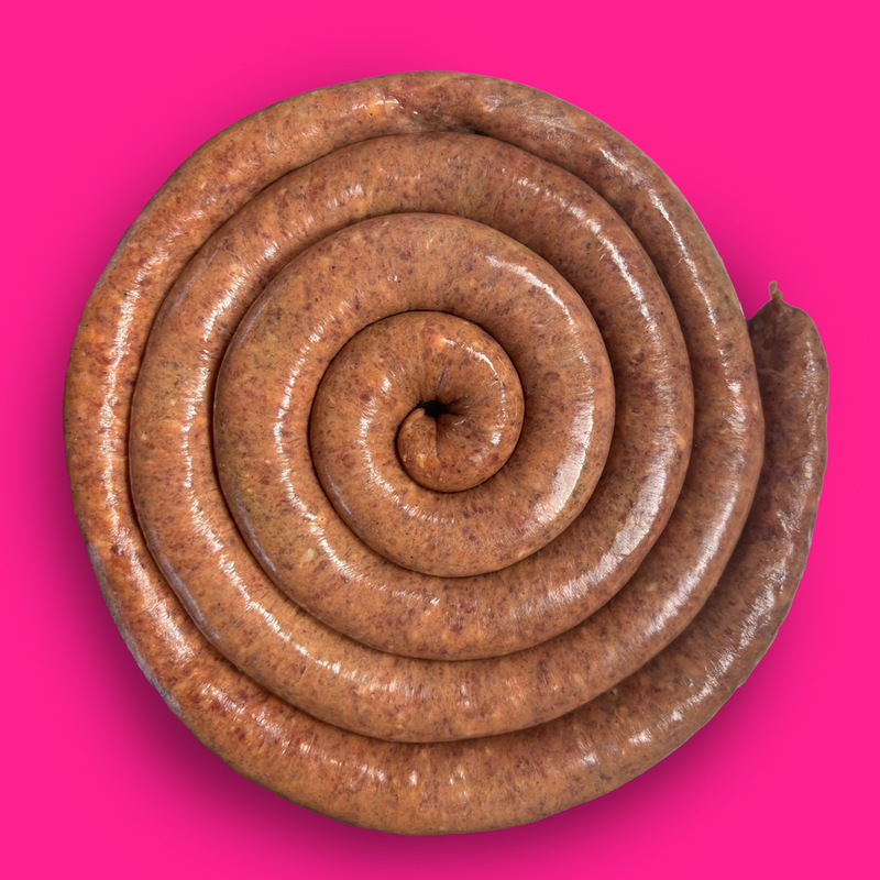 Pasture fed organic sucuk swirled sausage