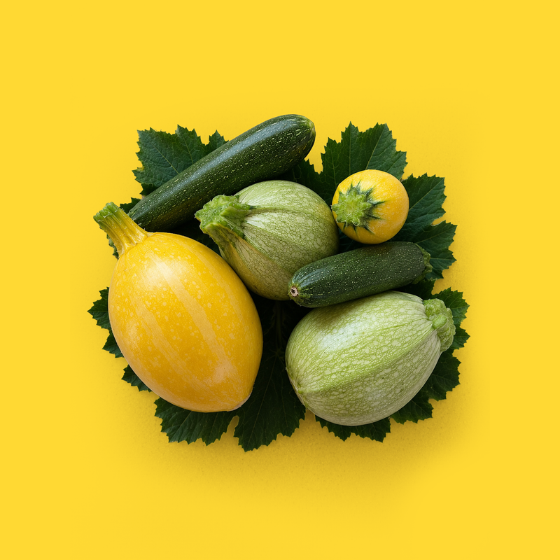 Mixed baby courgettes